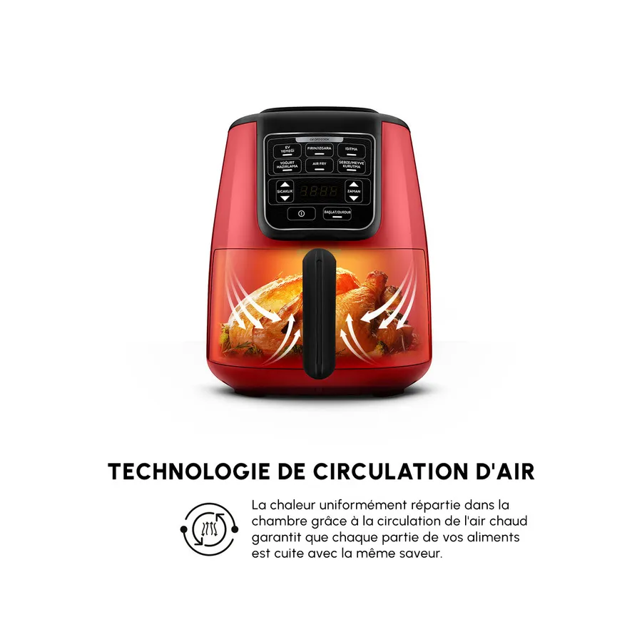 Karaca Air Cook XL 2 en 1 R 4L 3 air-fryer-karaca-air-cook-xl-2-en-1-r-4-litres-rouge-3